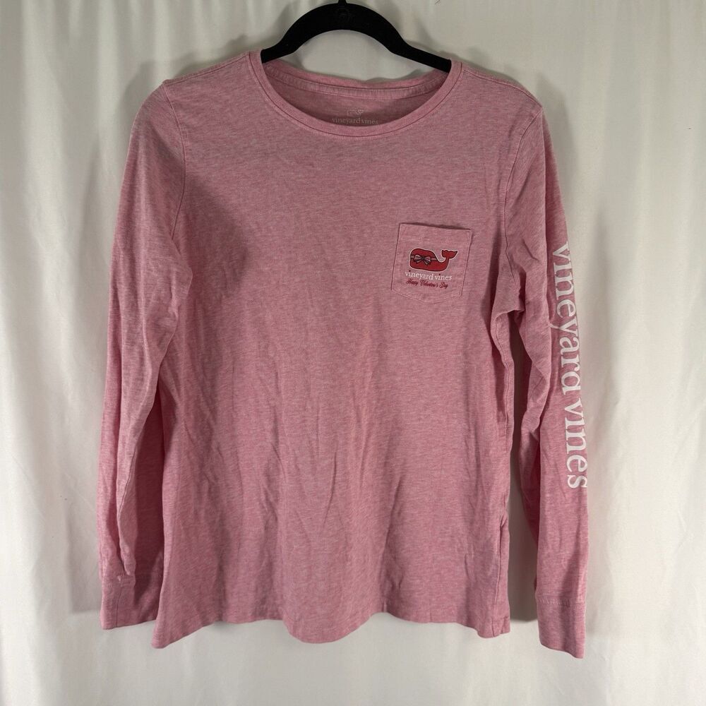 Vineyard Vines Valentines Day Shirt Women's Medium Pink Long Sleeve 100% Cotton